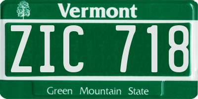 VT license plate ZIC718