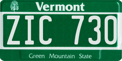 VT license plate ZIC730