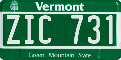 VT license plate ZIC731