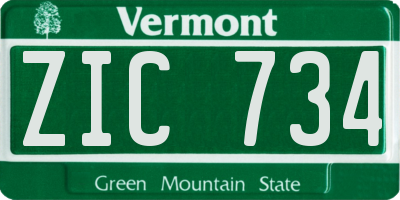VT license plate ZIC734