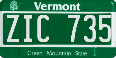 VT license plate ZIC735