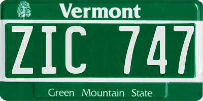 VT license plate ZIC747