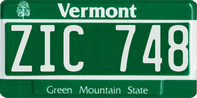 VT license plate ZIC748