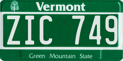 VT license plate ZIC749