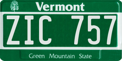 VT license plate ZIC757