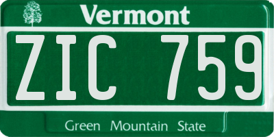 VT license plate ZIC759