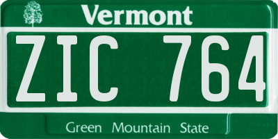 VT license plate ZIC764
