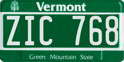 VT license plate ZIC768