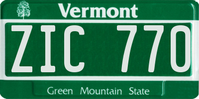 VT license plate ZIC770