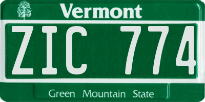 VT license plate ZIC774
