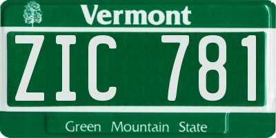 VT license plate ZIC781