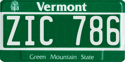 VT license plate ZIC786