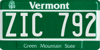 VT license plate ZIC792