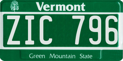 VT license plate ZIC796