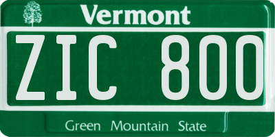 VT license plate ZIC800