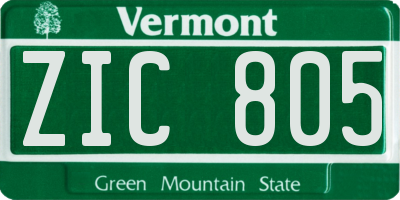 VT license plate ZIC805
