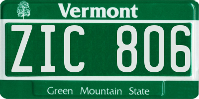 VT license plate ZIC806