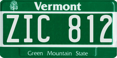 VT license plate ZIC812