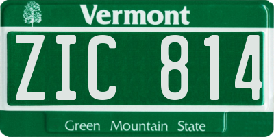 VT license plate ZIC814