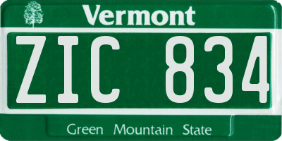 VT license plate ZIC834