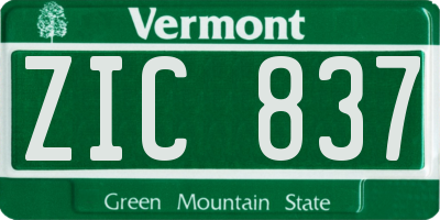 VT license plate ZIC837