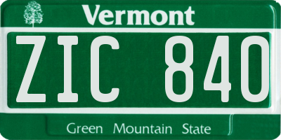 VT license plate ZIC840