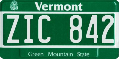 VT license plate ZIC842