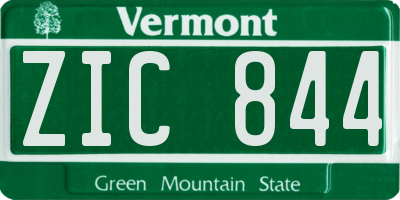 VT license plate ZIC844