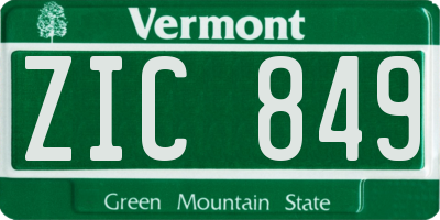 VT license plate ZIC849