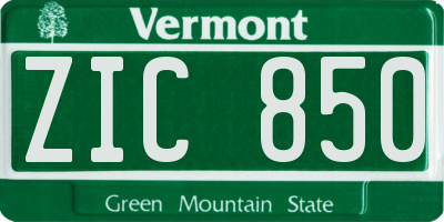 VT license plate ZIC850