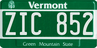 VT license plate ZIC852