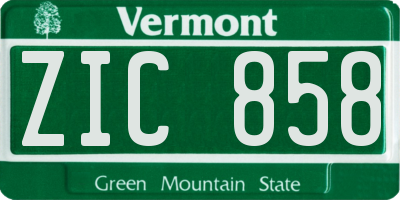 VT license plate ZIC858