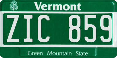 VT license plate ZIC859