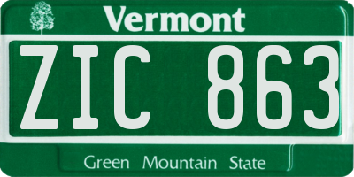 VT license plate ZIC863