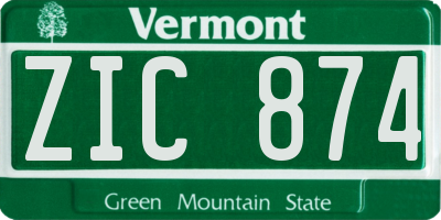 VT license plate ZIC874