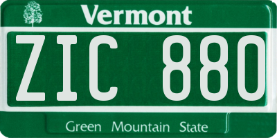 VT license plate ZIC880
