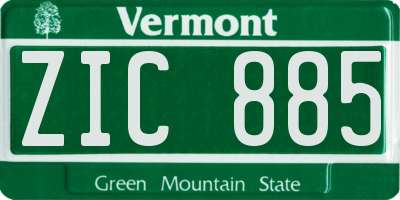 VT license plate ZIC885