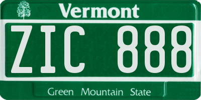 VT license plate ZIC888