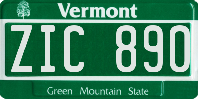 VT license plate ZIC890