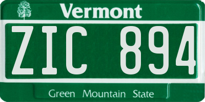 VT license plate ZIC894
