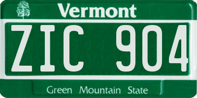 VT license plate ZIC904