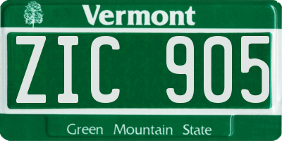 VT license plate ZIC905