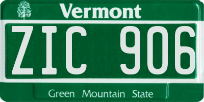 VT license plate ZIC906