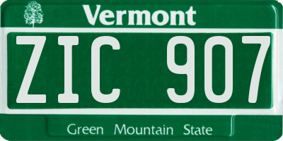 VT license plate ZIC907