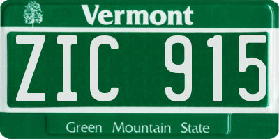 VT license plate ZIC915