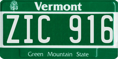 VT license plate ZIC916