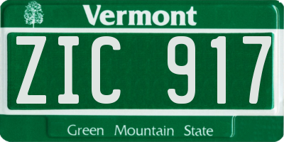 VT license plate ZIC917