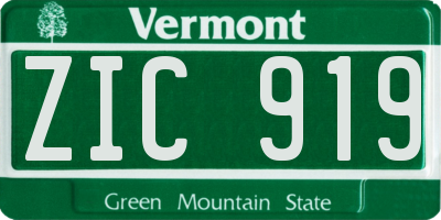 VT license plate ZIC919