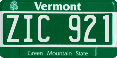 VT license plate ZIC921