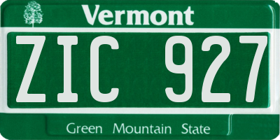 VT license plate ZIC927